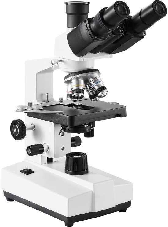 Foto: Trinoculaire samengestelde microscoop vergroting 40x tot 5000x led verlichting externe interface tweelaagse mechanische tafel incl microscoopglaasje