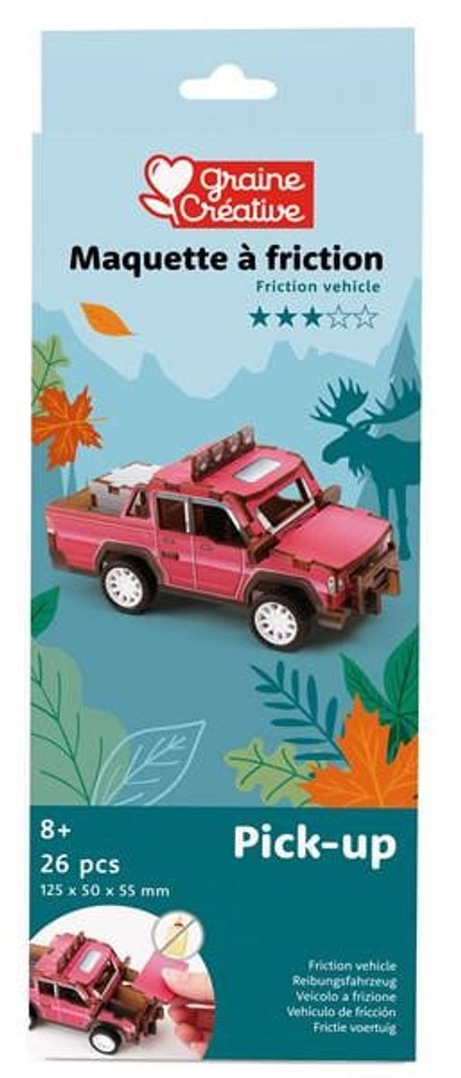 Graine Creative 3D houten puzzel pickup truck bouwpakket speelgoed.
