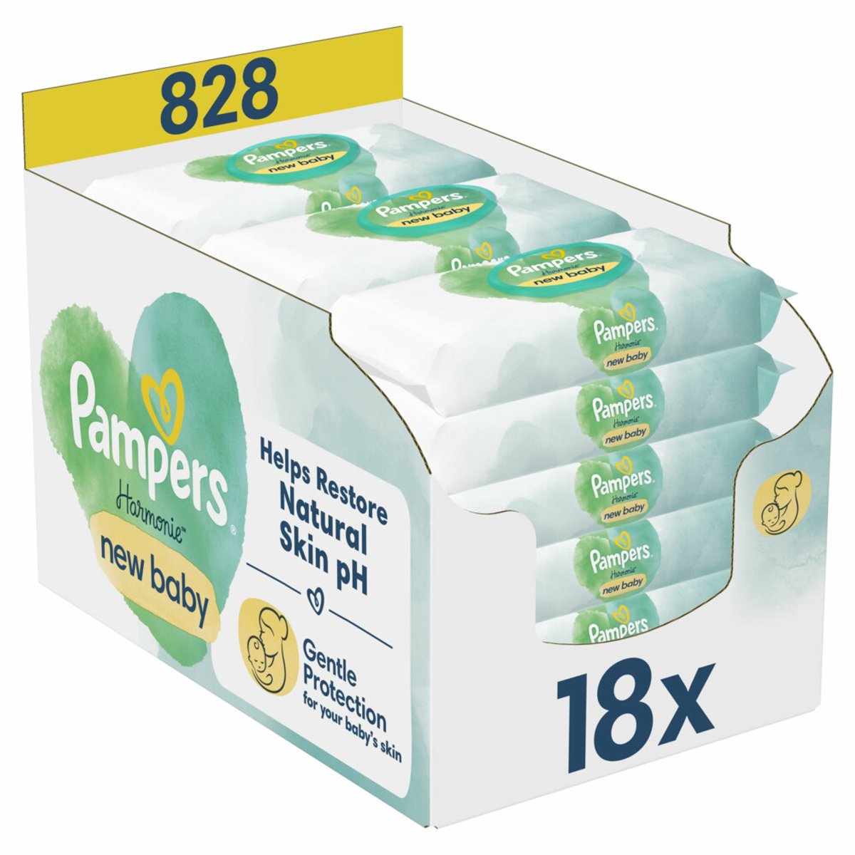 Pampers Harmonie New Baby Billendoekjes - 18 Verpakkingen = 828 Babydoekjes