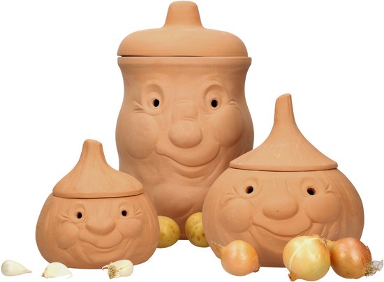 MamboCat Terra Uienpot Van Terracotta, 17,8 Cm, Aardewerk Pot Met Deksel Voor Je Keuken Mooi Gevormde Opbergdoos Relief En Belettering Ideaal Lange Opslag 661794124
