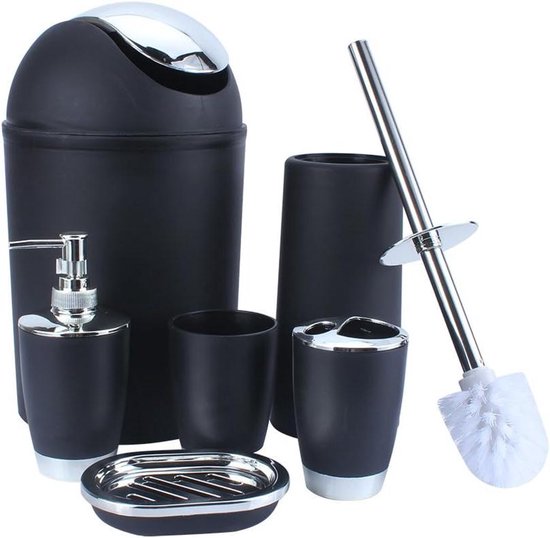 6-delige Badkamer Accessoires Set met Zeepdispenser / Tandenborstelhouder / Beker, Zeepbakje, Badkamer, B 6-delige Badkamer Accessoires Set met Zeepdispenser / Tandenborstelhouder / Beker, Zeepbakje, Badkamer, B