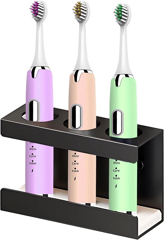 LeapBeast Tandenborstelhouder voor elektrische tandenborstels, aluminiumlegering, zonder boren, 35 mm, basis van diatomeeënslib (wit, 3 gaten