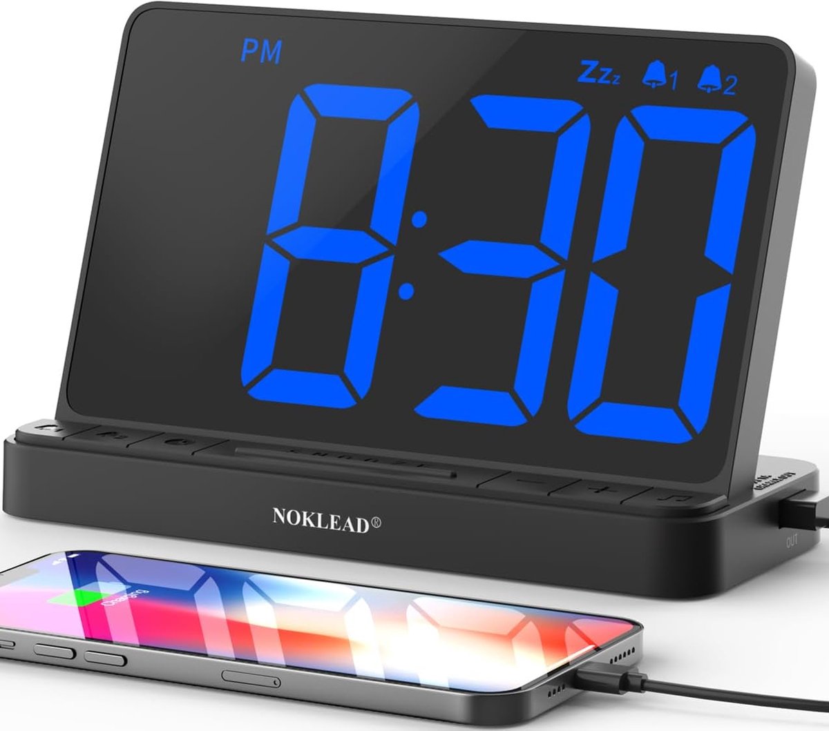 Digitale Alarmklok met Groot LED Scherm, USB Oplaadpoort, Stepless Dimmer en Dubbele Alarmfunctie