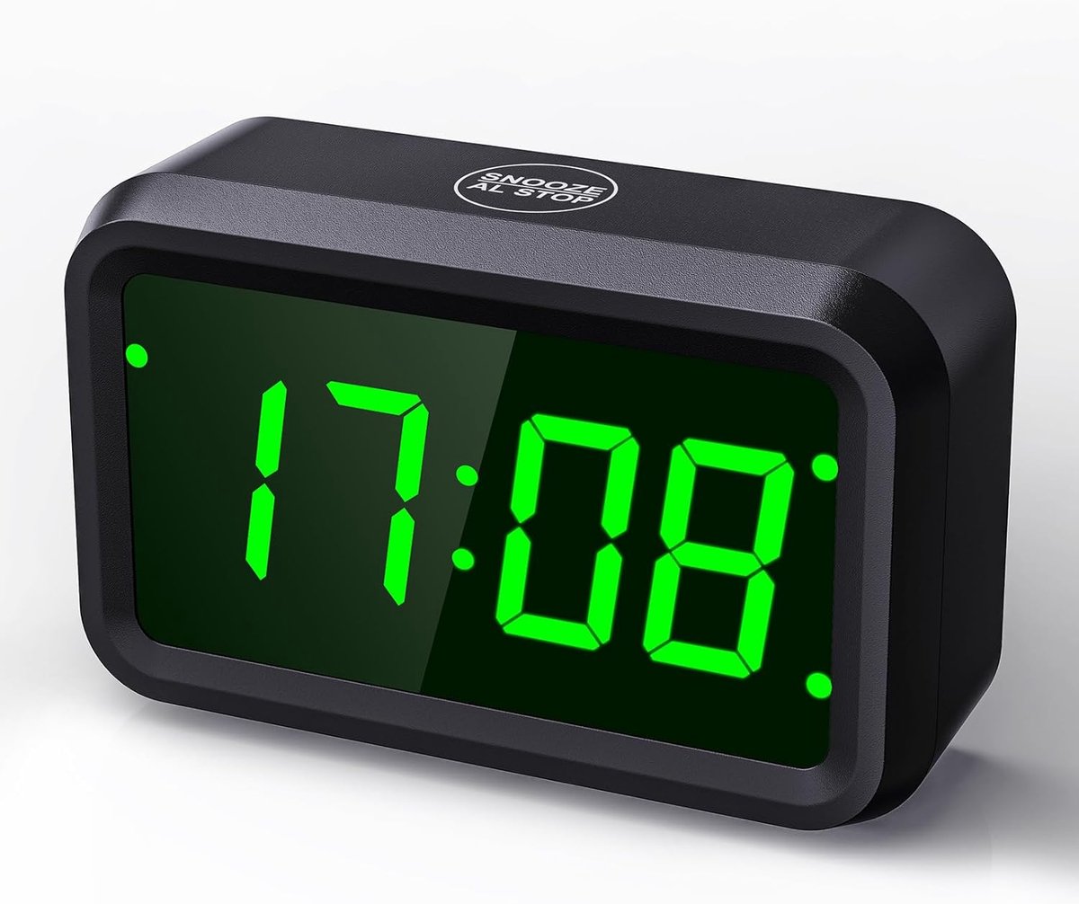 Digitale Wekker zonder Tikken - Alarmklok met Snooze en Instelbare Helderheid - Voor Kinderen en Volwassenen - Zwart
