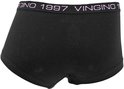 Zwarte boxer met roze en paarse 'VINGINO 1997' tekst op de elastische band.