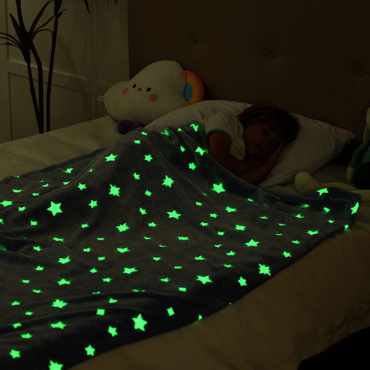 Ibenzoa® Comfortabele Fleece Dekbed met Sterrenprint, Blauw, 127 x 150 cm