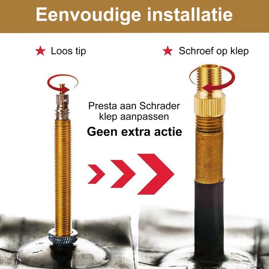 Fiets ventieladapter kit - 4-delig - voor balpomp, fiets, auto - universeel - opblazen - sporters - zwart - standaardformaat - 4 stuks — afbeelding 3