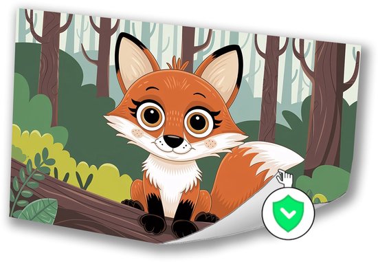 Schattige vos in het bos - Vos posters - Poster dier - Digital Art - Muurdecoratie klassiek - Kantoor accessoires - poster 90x60 cm