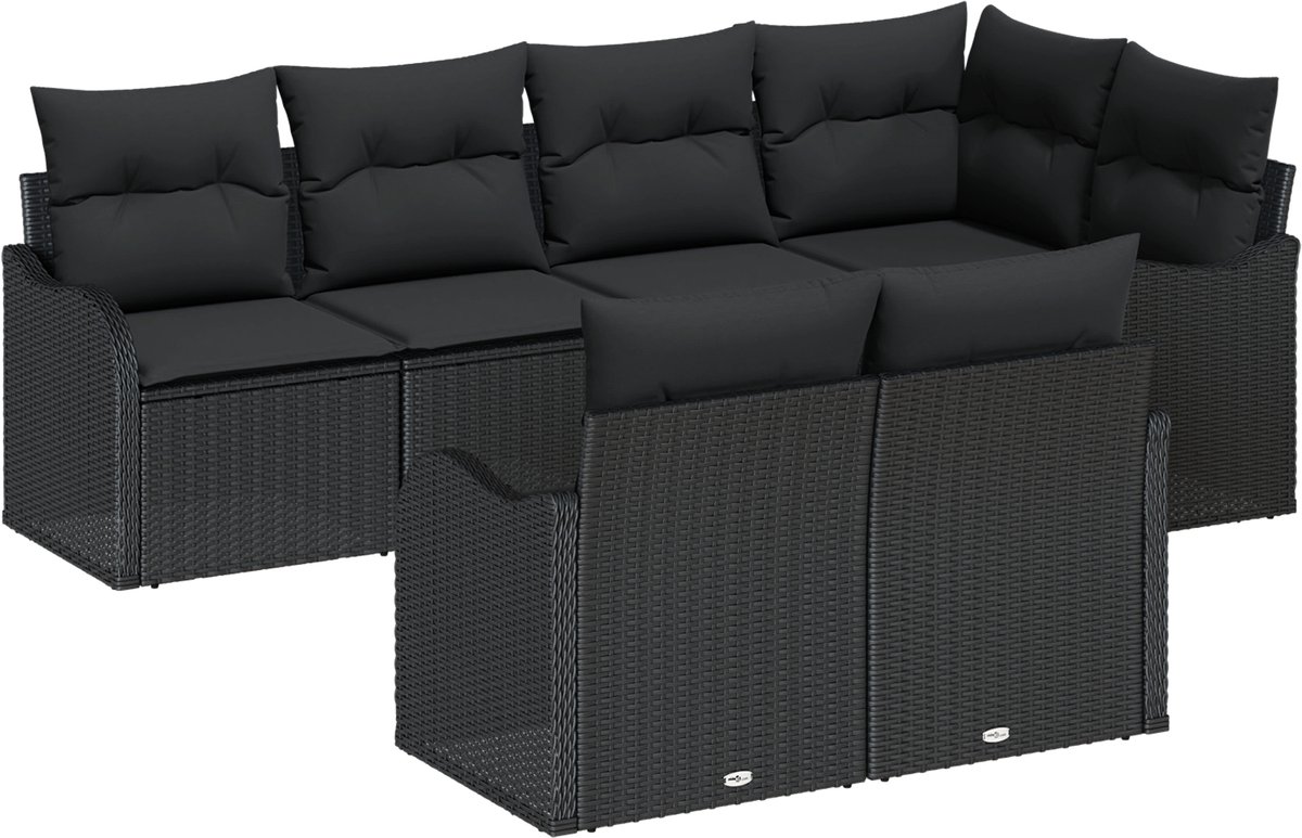 vidaXL - Tuinbank - Set - Zwart - poly - rattan