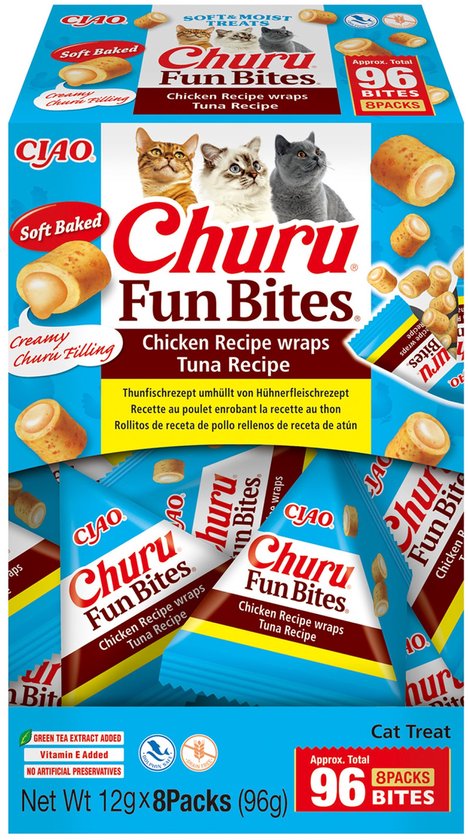 Ciao Churu Fun Bites Wraps Kattensnack Chicken & Tuna - 8 x 12 gr