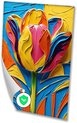 Tulip, Abstract expressionism, Bloem, Geel, oranje, roze, blauw, groen