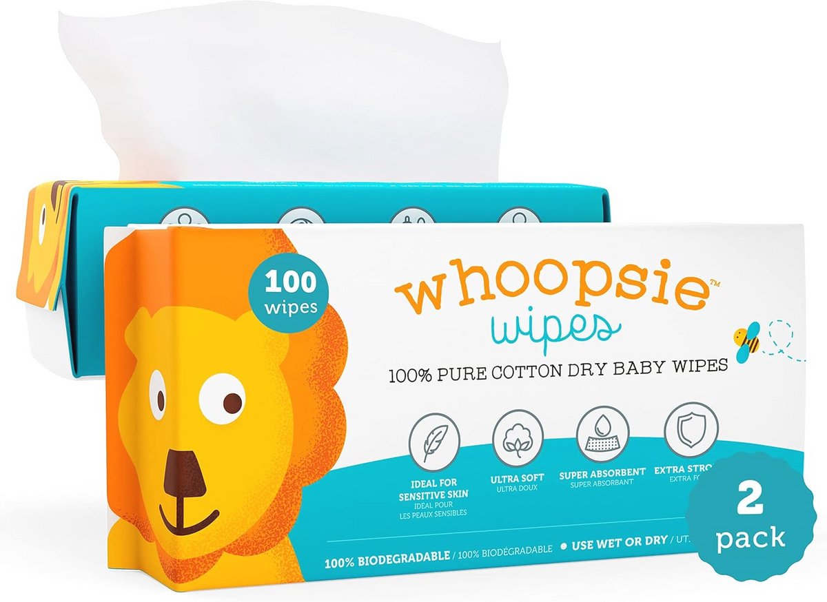 Image of 100% Katoenen Droogdoekjes - 200 Stuks, Zacht en Hypoallergeen voor Baby's, Ideaal voor Luierwissels en Meer