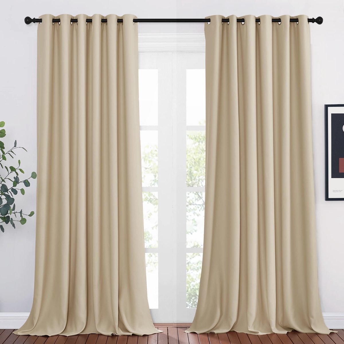 Ibenzoa Verduisterende Rolgordijnen - Biscotti Beige, Set van 2 (200x245 cm)