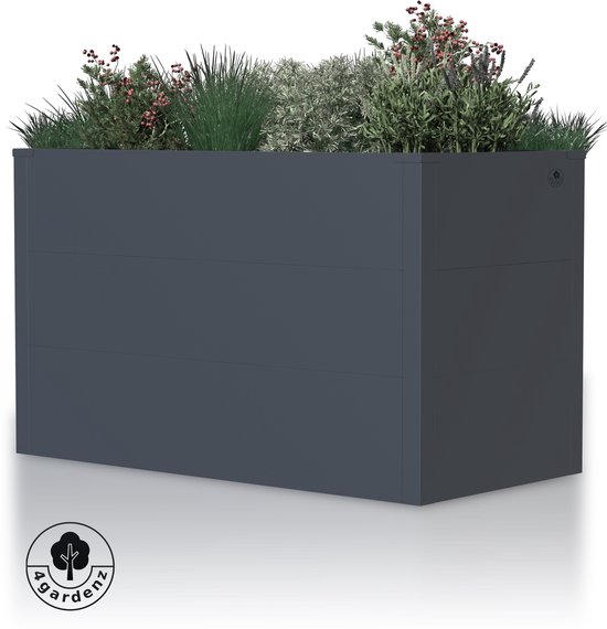 4gardenz® Plantenbak Staal Rechthoek voor Buiten met Verhoogde Bodem - 100x50x60 cm - Antraciet