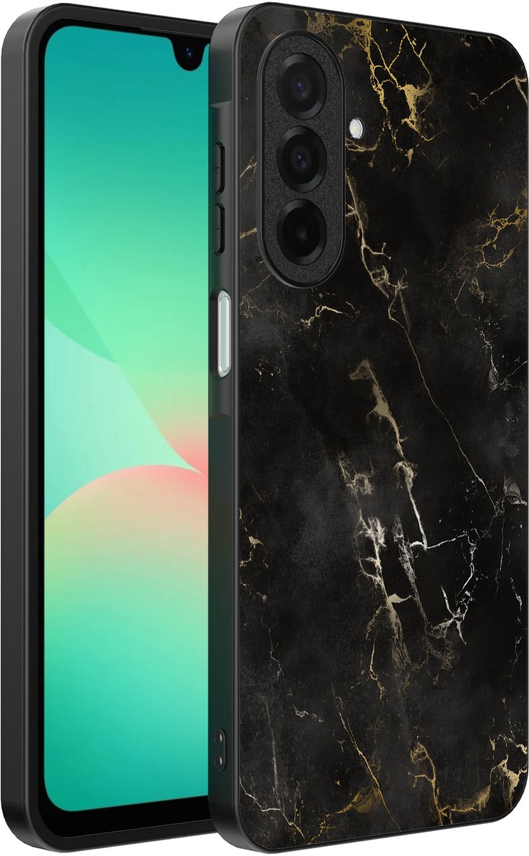 Smartphonica Telefoonhoesje Geschikt voor Samsung Galaxy A26 met marmer opdruk - TPU backcover case black marble design - Zwart geschikt voor Samsung Galaxy A26