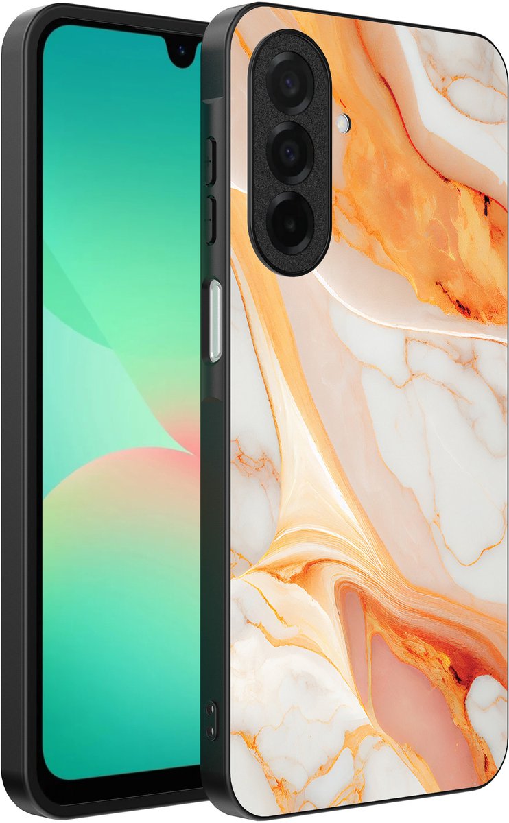 Smartphonica Telefoonhoesje Geschikt voor Samsung Galaxy A26 met marmer opdruk - TPU backcover case marble design - Oranje geschikt voor Samsung Galaxy A26