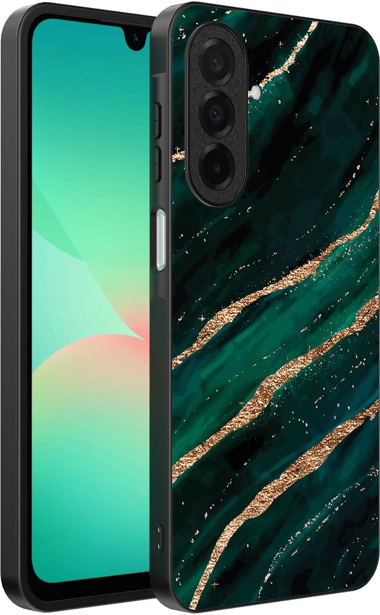 Smartphonica Telefoonhoesje Geschikt voor Samsung Galaxy A26 met marmer opdruk - TPU backcover case marble design - Groen Goud geschikt voor Samsung Galaxy A26