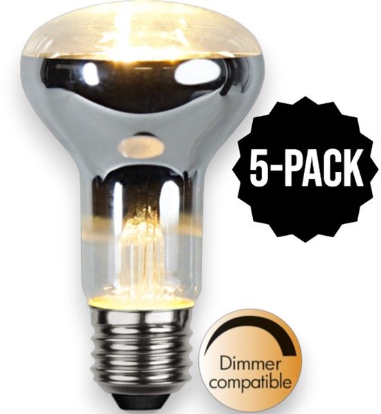 Pack de 5 ampoules réflecteur, finition chrome, culot E27, 4W, dimmable.