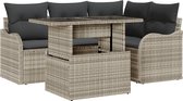 vidaXL - Buiten - Eettafel - Set - 5 - st - Lichtgrijs - Poly - rattan