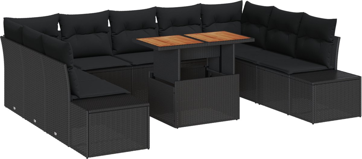 vidaXL - Tuinbank - Set - 10 - st - Zwart - en - Bruin