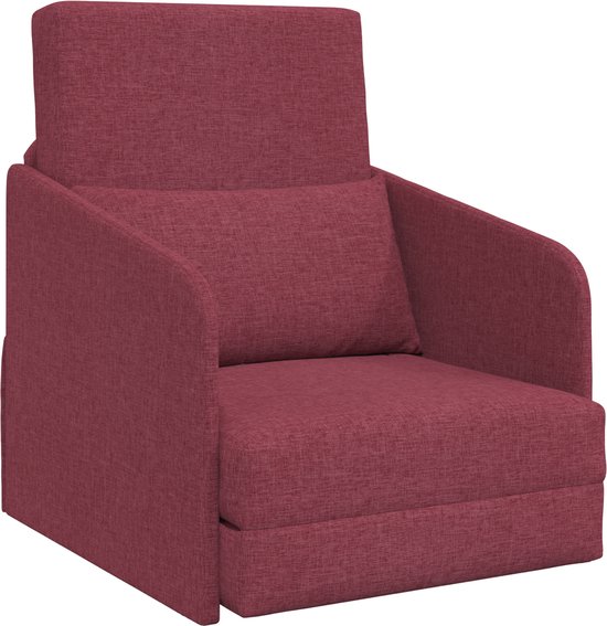 vidaXL - Vloersofa - Bed - 2-in-1 - Wijnrood - 65x80x83 - cm - Stoffering