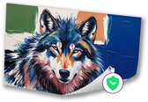 Kleurrijk ontwerp van een wolf - Wolf poster - Poster dieren - Expressionisme - Wanddecoratie kinderkamer - Stijlvolle posters - poster 150x100 cm