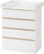 Bol.com Ladekast - Opbergkast - met Verwijderbare - Verschoontafel - 4 Grote Lades - Commode – 80x75x1092 cm – Babykast voor Kin... aanbieding