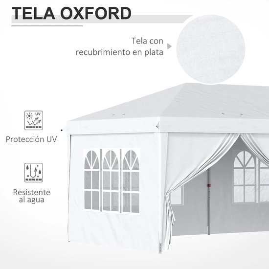 Quictent Paviljoen, 3 x 3 cm, met 4 zijpanelen, vouwpaviljoen met ventilatie, waterdicht, stabiel, winterbestendig, pop-up tuinpaviljoen met 4 zandzakken en roltas, blauw