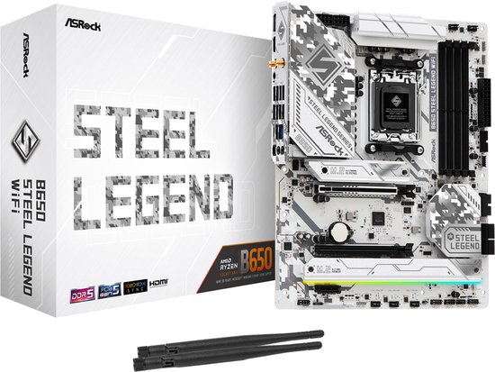 ASROCK B650 Steel Legend WiFi – Moederbord – ATX – Socket AM5 – AMD B650 – DDR5 – Realtek ALC4082 – Dragon RTL8125BG – 2.5G LAN – Wi-Fi 6E