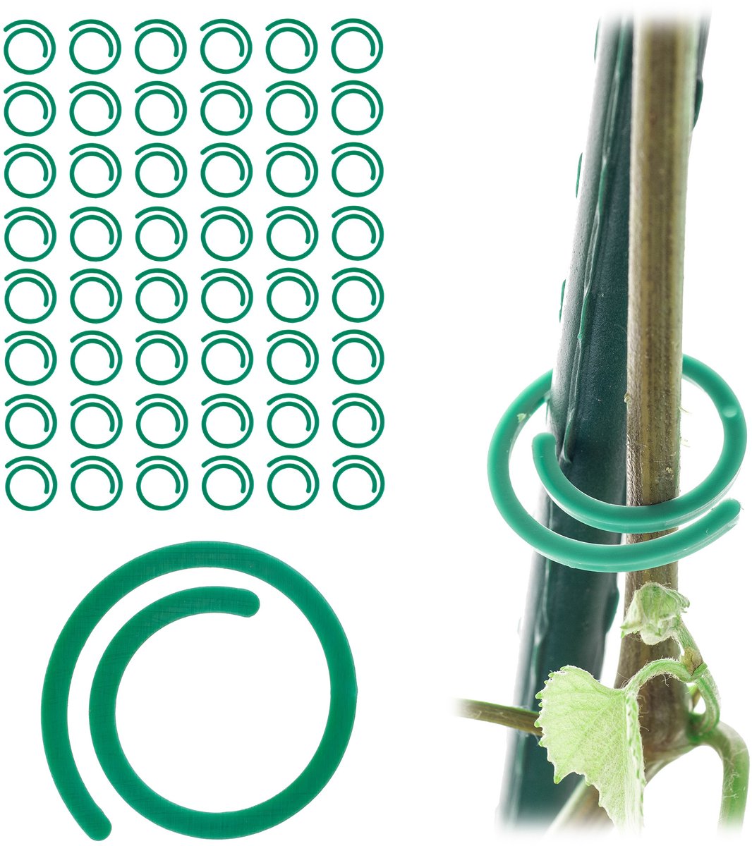 KADAX Plantenclips, plantenklemmen voor klimplanten en klimhulpen, accessoires ter ondersteuning van tomaten in de tuin en kas (spiraal)