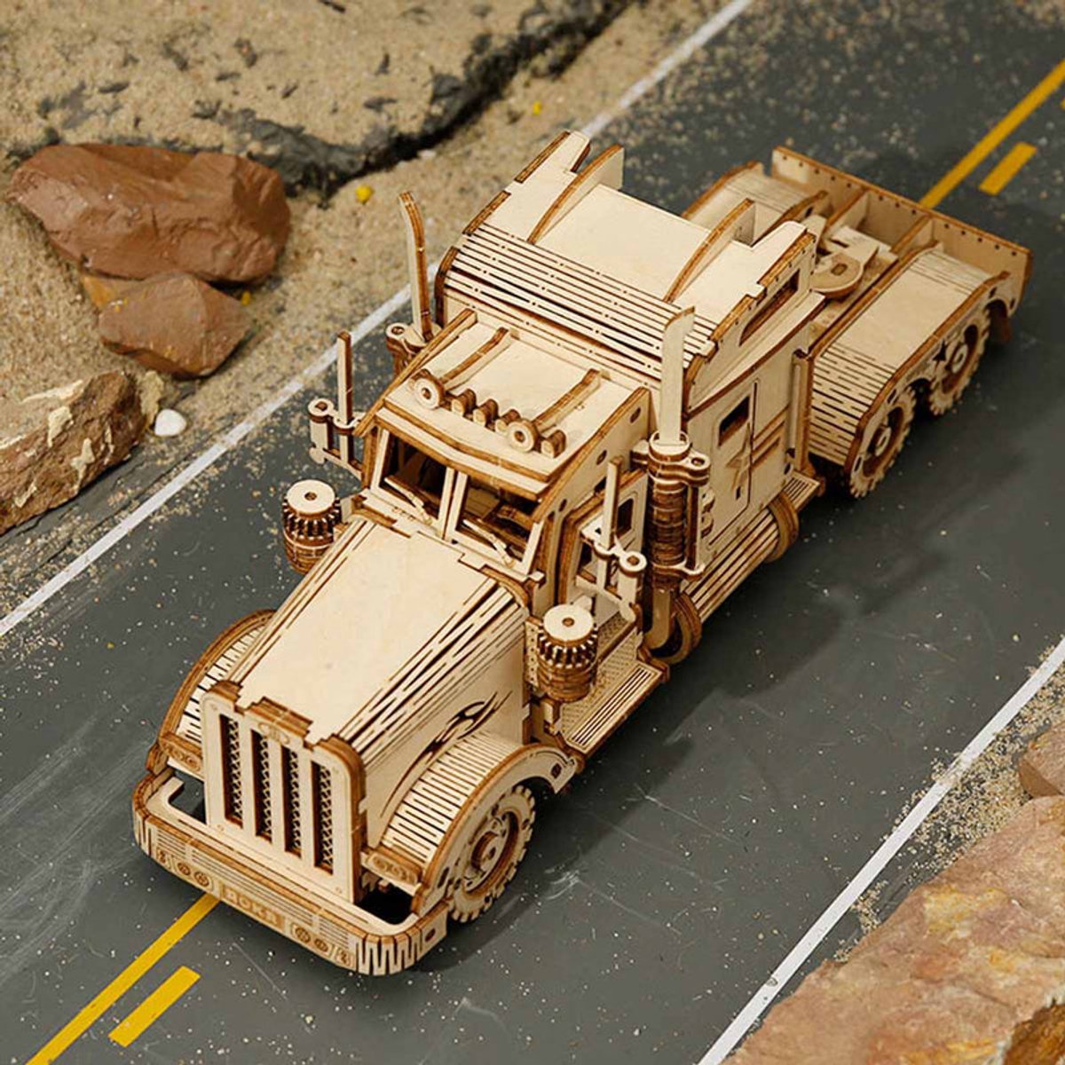 Robotime Modelbouwpakket Heavy Truck 22,4 Cm Hout 286-delig — afbeelding 14