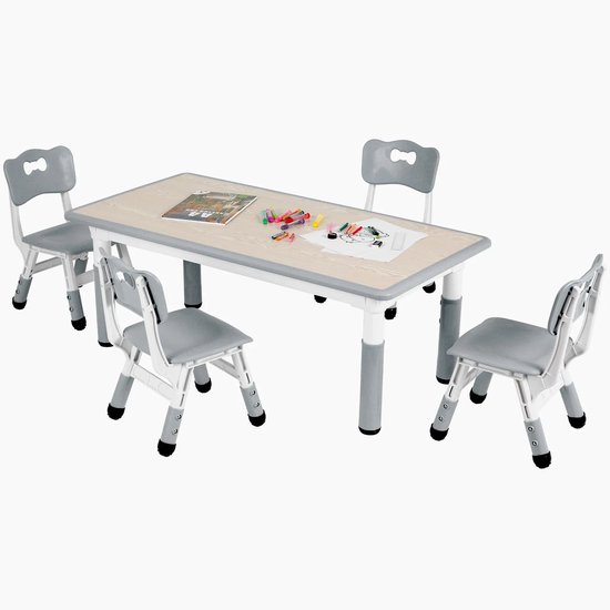 Industrial living kindertafel met witte lade - Kinderbureau met stoel