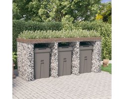 Kliko ombouw - UV-bestendig - Container - Berging - 3 Afvalbakken - Roestvrij staal - Weerbestendig - Zilver