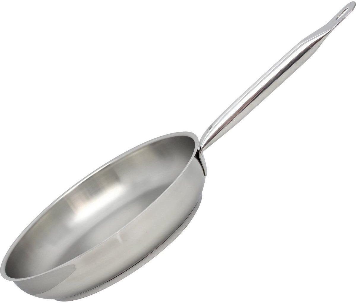 Koekenpan 28 cm van 18/10 roestvrij staal zonder coating van 2,6 liter Elo Profi Therm
