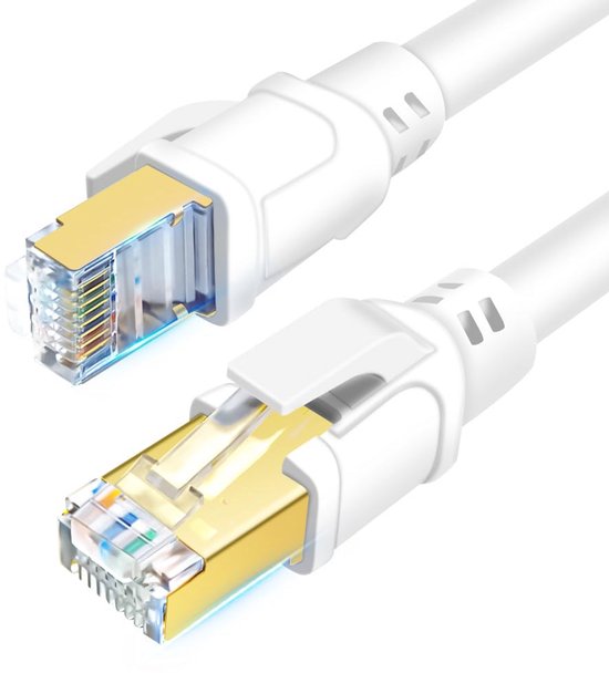 DDMALL Câble Ethernet Cat8 2m – 40 Gbps 2000 MHz, Double Blindage SFTP, RJ45 Or, Ultra Rapide Pour Gaming, 4K Streaming, PC, PS5, Routeur (Noir)