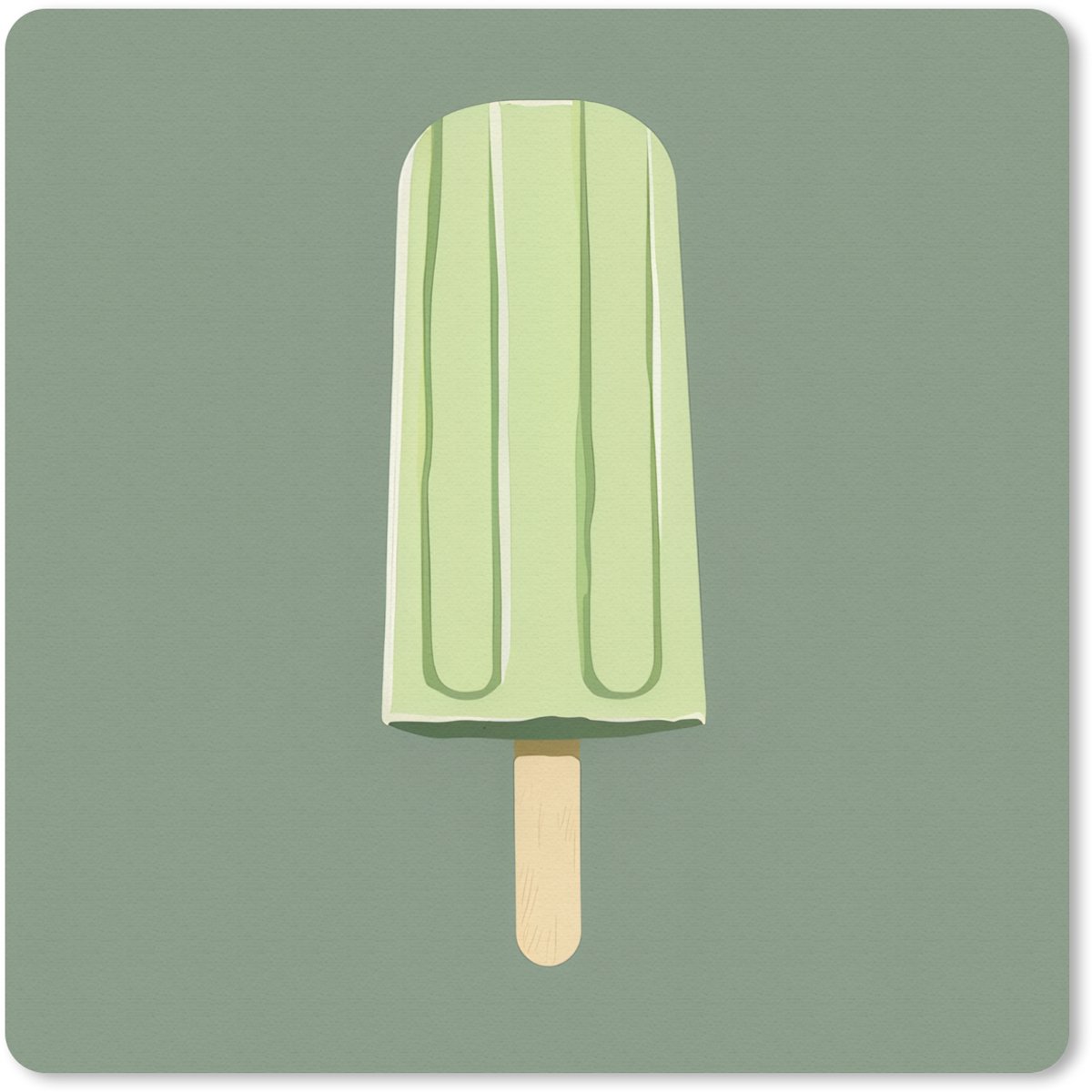 Muismat 30x30 cm - Mousepad Groen - Waterijsje - Stokje - Illustratie - Muismatten
