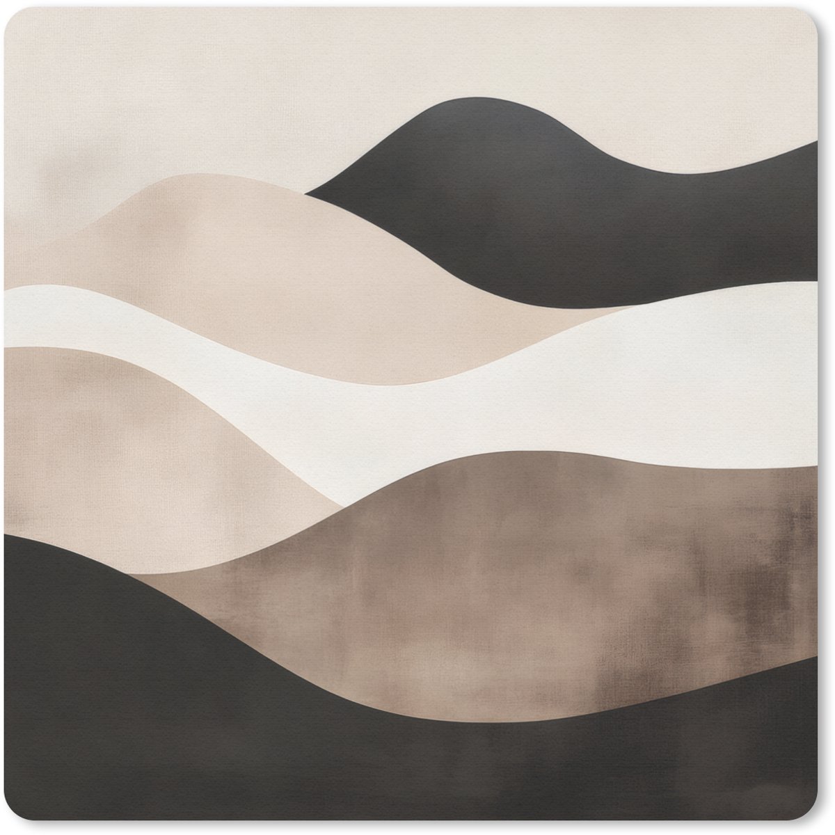 Muismat 30x30 cm - Mousepad Abstract - Landschap - Golven - Crèmekleur - Muismatten