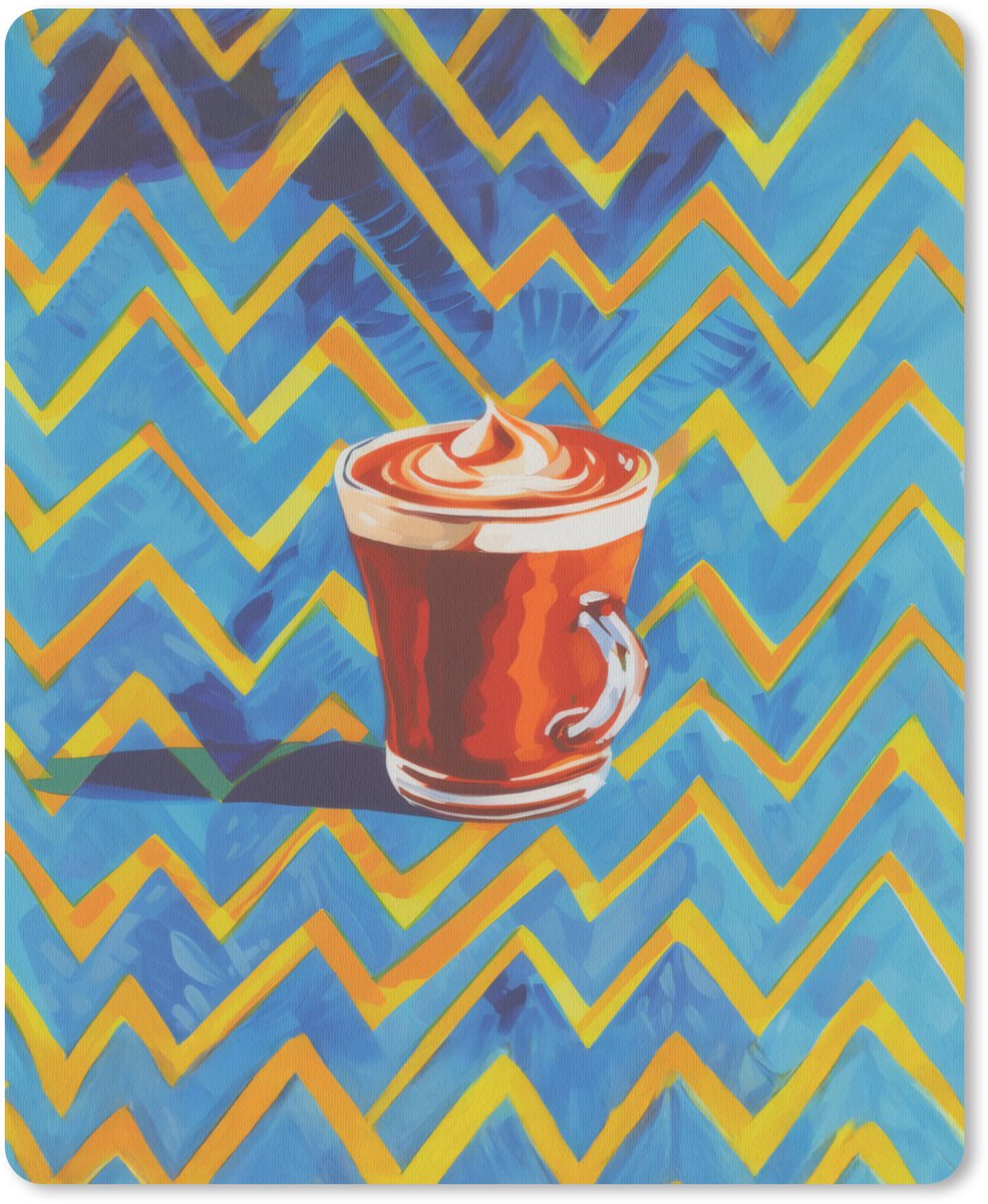 Muismat 19x23 cm - Mousepad Mok - Koffie - Zigzag - Slagroom - Muismatten