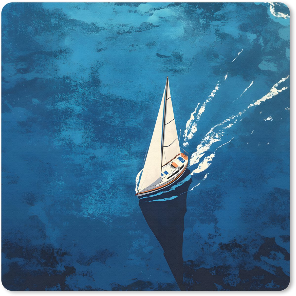 Muismat 20x20 cm - Mousepad Zeilboot - Water - Abstract - Schaduw - Muismatten