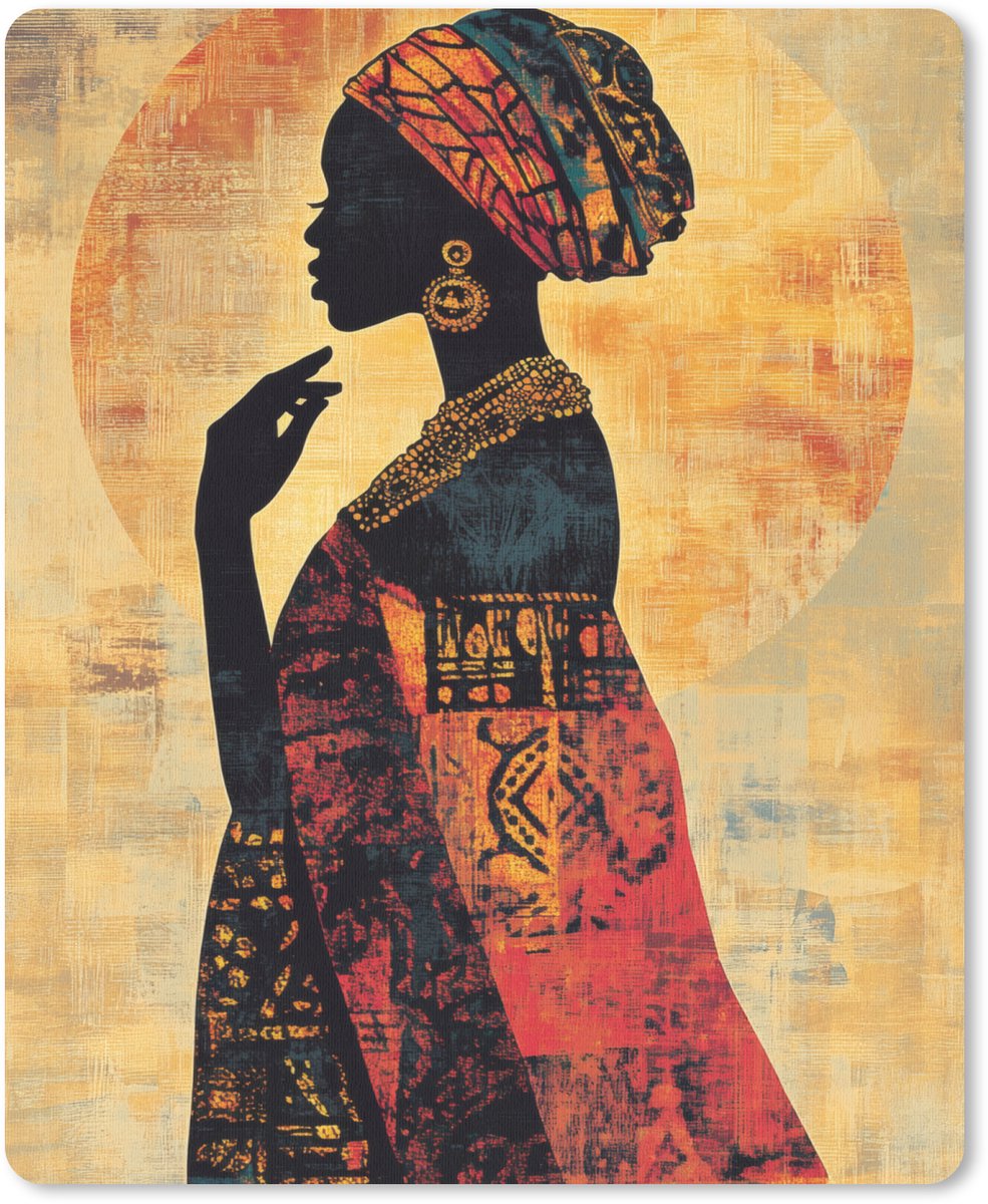Muismat 19x23 cm - Mousepad Vrouw - Silhouet - Patronen - Sierlijk - Muismatten