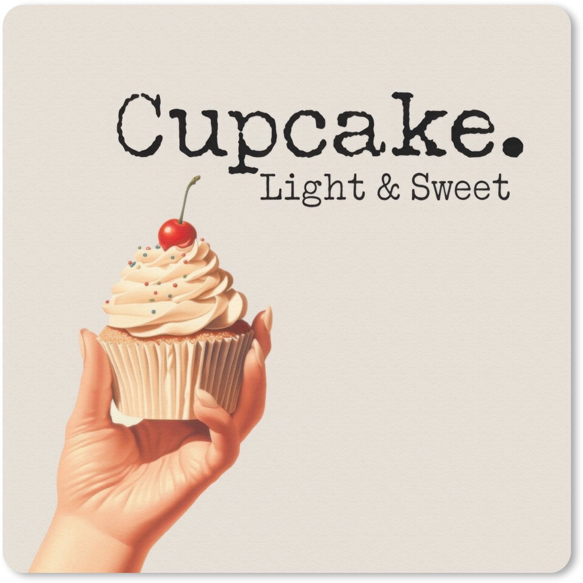Muismat 20x20 cm - Mousepad Cupcake - Zoet - Kers - Muismatten