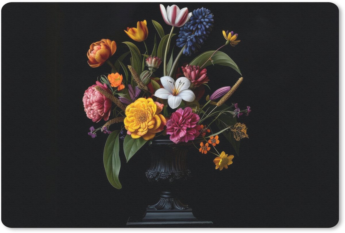 Muismat 27x18 cm - Mousepad Lente - Bloemen - Klassiek - Vaas - Muismatten