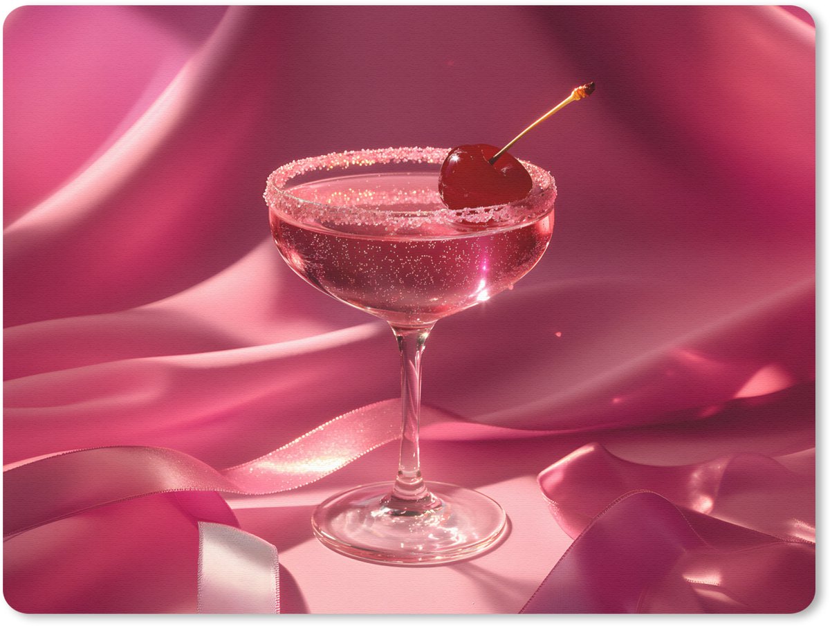 Muismat 23x19 cm - Mousepad Cocktail - Pink - Luxe - Muismatten
