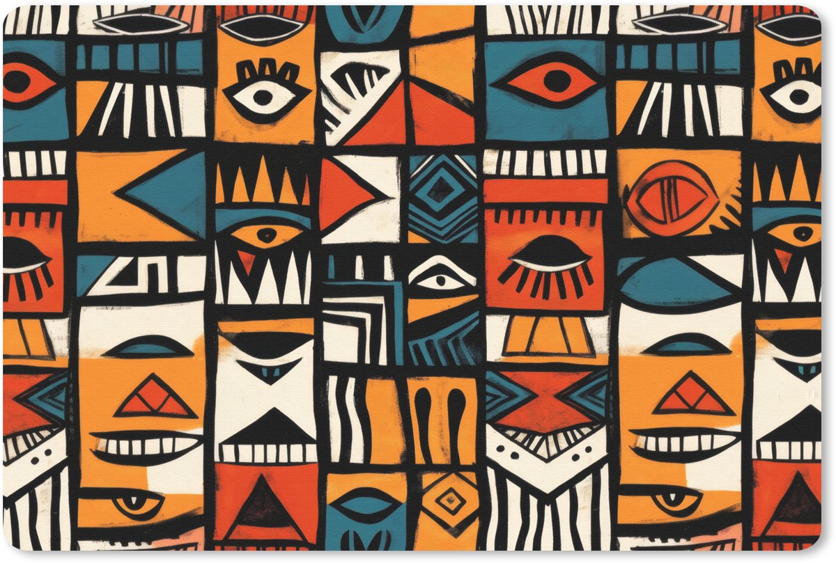 Muismat 27x18 cm - Mousepad Abstract - Gezichten - Mozaïek - Muismatten