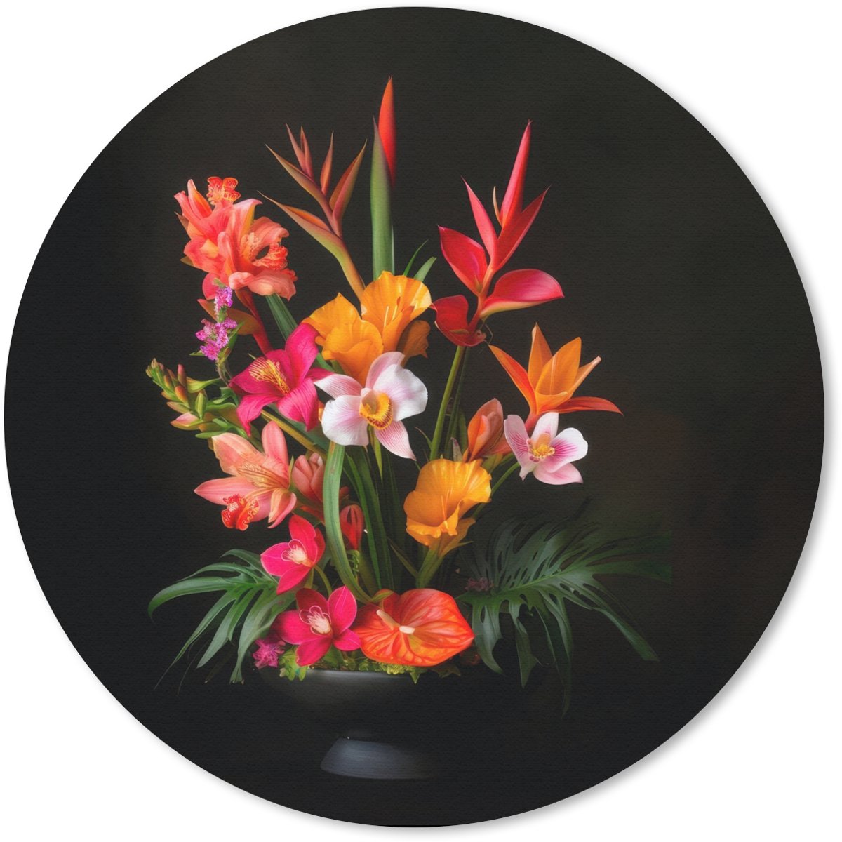 Muismat rond 40x40 cm - Mousepad Boeket - Bloemen - Exotisch - Ronde muismatten