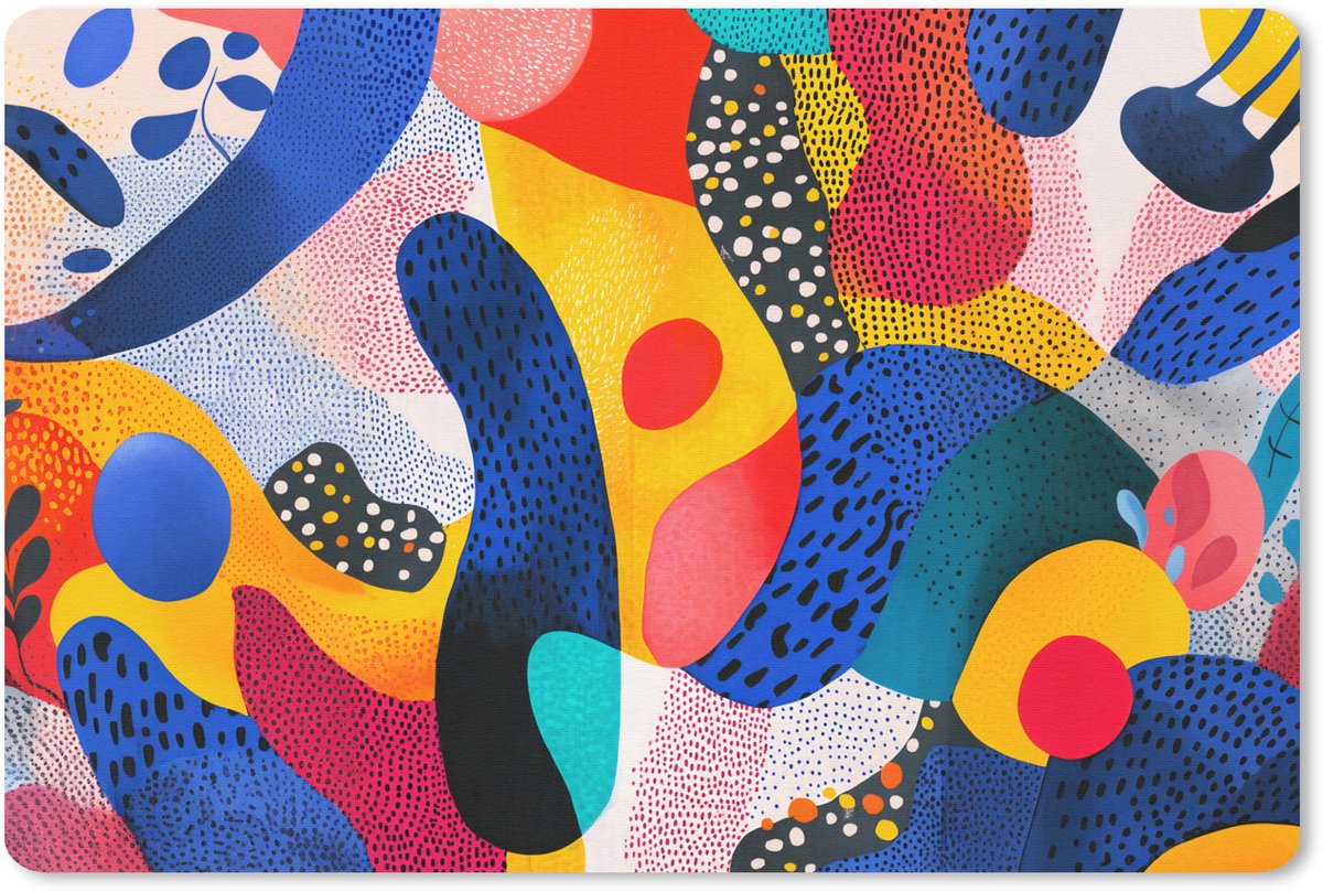 Muismat 27x18 cm - Mousepad Vormen - Abstract - Stippels - Blauw - Muismatten