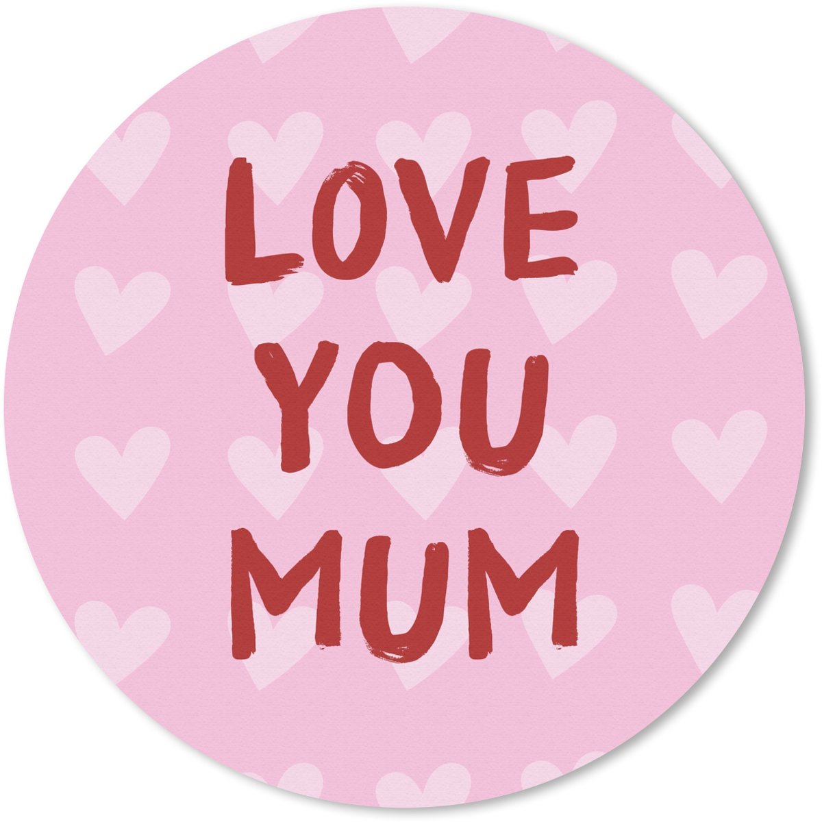 Muismat rond 20x20 cm - Mousepad Love - Quote - Moeder - Rood - Ronde muismatten