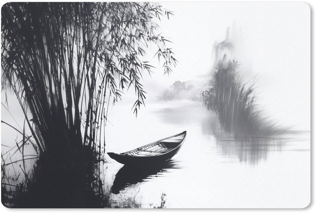 Muismat 27x18 cm - Mousepad Boot - Rivier - Bamboe - Wit - Muismatten