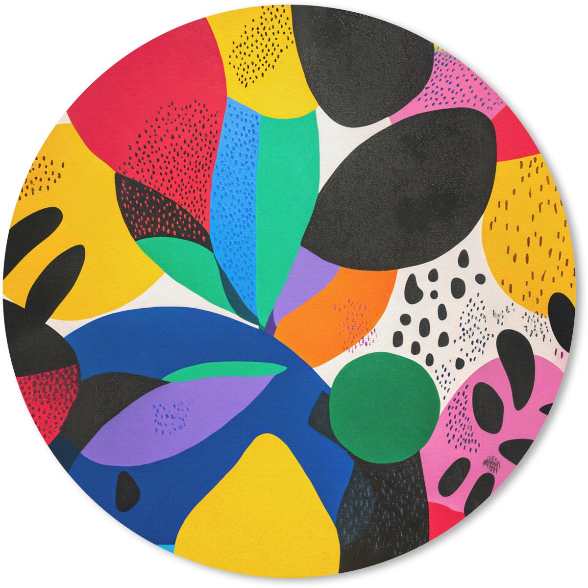 Muismat rond 50x50 cm - Mousepad Vormen - Stippen - Kleurrijk - Ronde muismatten