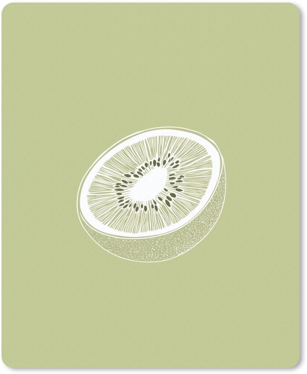Muismat 19x23 cm - Mousepad Kiwi - Lijntekening - Minimalistisch - Groen - Muismatten